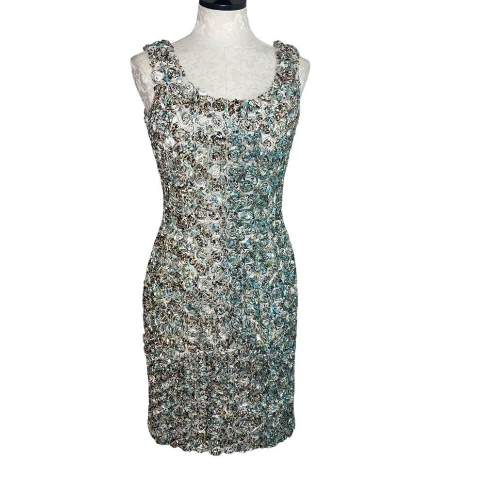 Craig Signer Womens Dress Size 6 Multicolor Three Dimensional Floral Casual